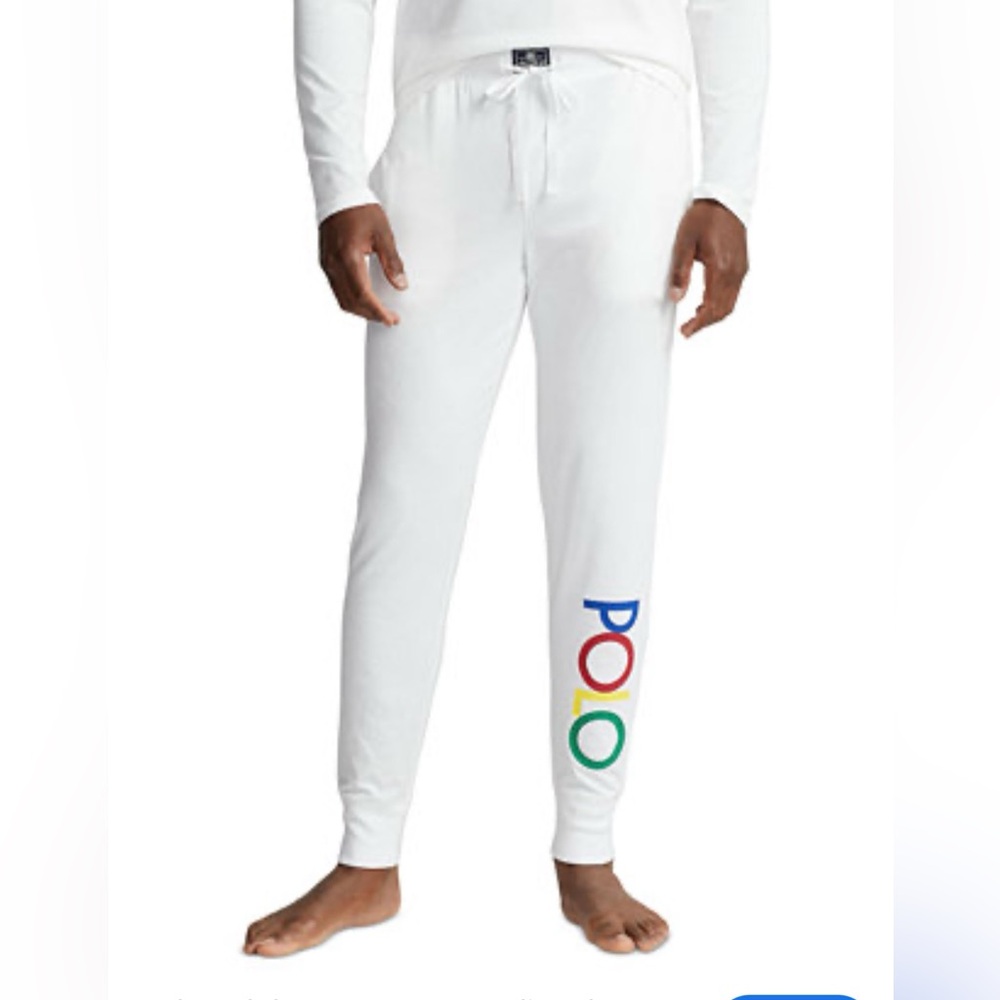 Polo by Ralph Lauren White Joggers with Colorful Logo